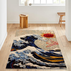 Japanese hokusai Rug, Nostalgic Rug, Gamer Rug, Japan Art, Retro