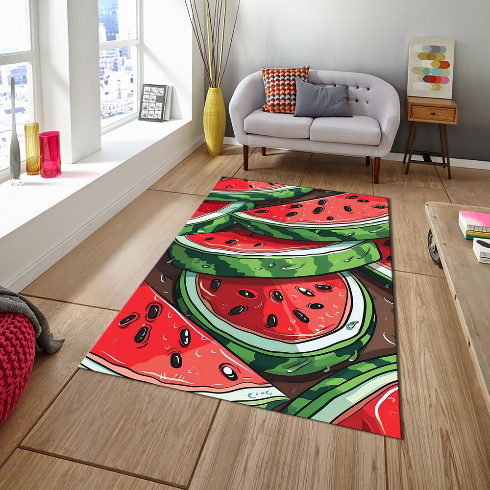 Watermelon Rug, Fruit Carpet, Abstract Area Rug, Colorful Room