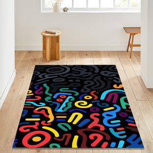 Abstract Geometric Area Rug, Colorful Indie Room Decor, Modern