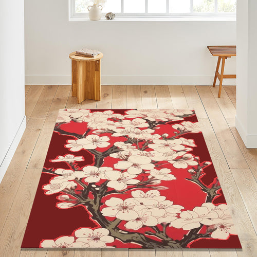 Cherry Blossom Rug, Vintage Look Pink Rug, Cozy Decor, Pink