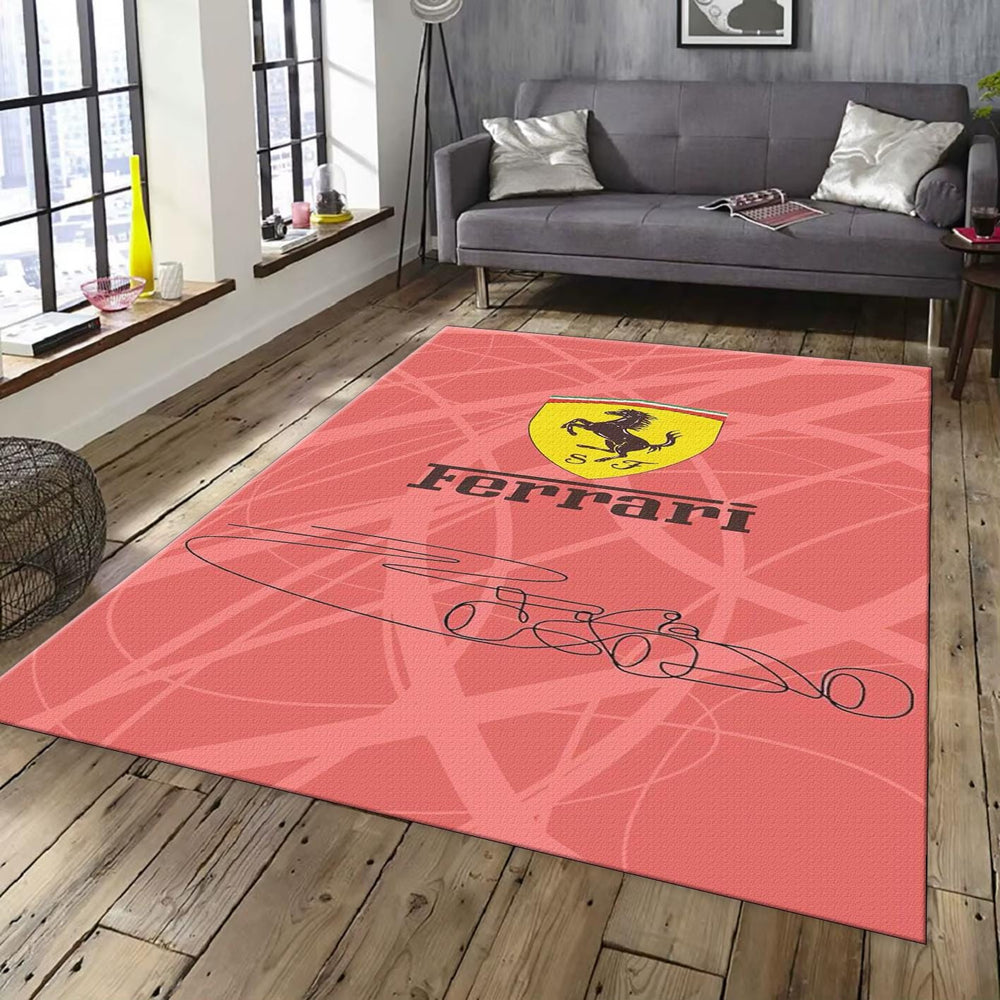 Ferrari F1 Rug Ferrari Car Rug: Custom Velvety Carpet for Office