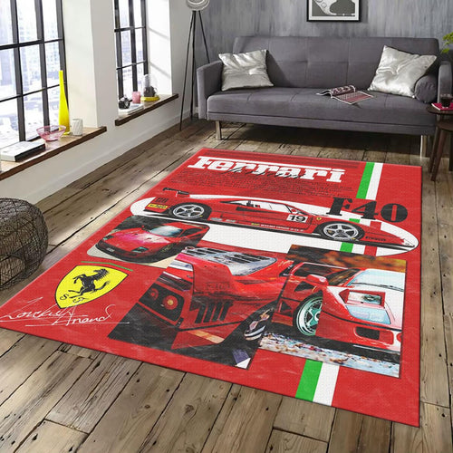 Ferrari F1 Rug, Ferrari F40 Poster Rug: Iconic Racing Car Carpet