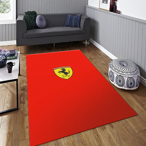 Ferrari F1 Rug, Ferrari Horse Logo Rug: Red Automotive Decor
