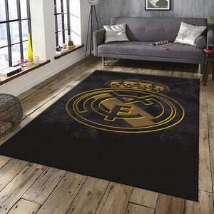 Real Madrid Rug, Real Madrid Rug: Black & Gold Football Team Logo