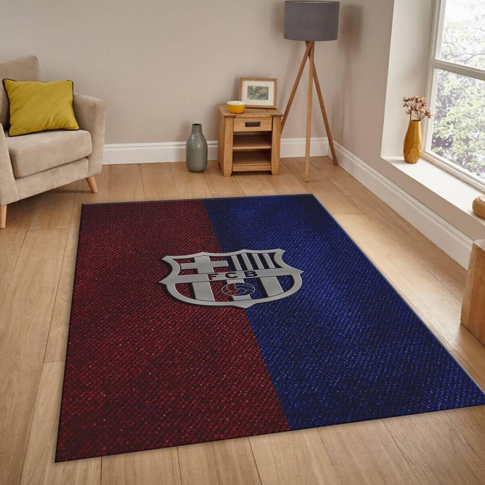 FC Barcelona Rug Silver Logo Barça Carpet for Fans & Kids Room