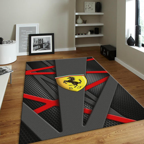 Ferrari F1 Rug Carbon Back Red Formula 1 Racing Carpet for Garage
