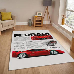 Ferrari F1 Rug F40 Vintage Cover Formula 1 Racing Carpet for