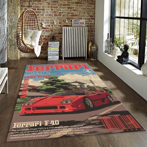 Ferrari F1 Rug F40 Vintage Cover Formula 1 Racing Carpet for