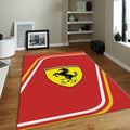 Ferrari F1 Rug Curved Lines/Logo Formula 1 Racing Carpet for
