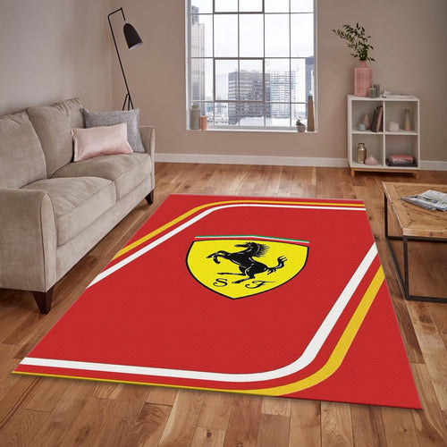 Ferrari F1 Rug Curved Lines/Logo Formula 1 Racing Carpet for