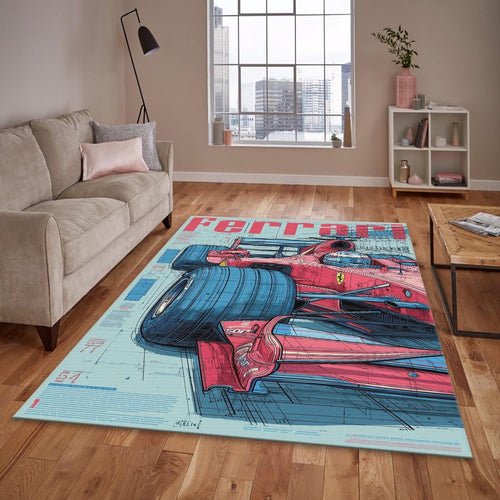 Ferrari F1 Rug, F1 Handmade Drawing