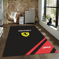 Ferrari F1 Rug Simple Logo and F1 Formula 1 Racing Carpet for
