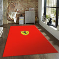 Ferrari F1 Rug Basic Logo on Red Formula 1 Racing Carpet for