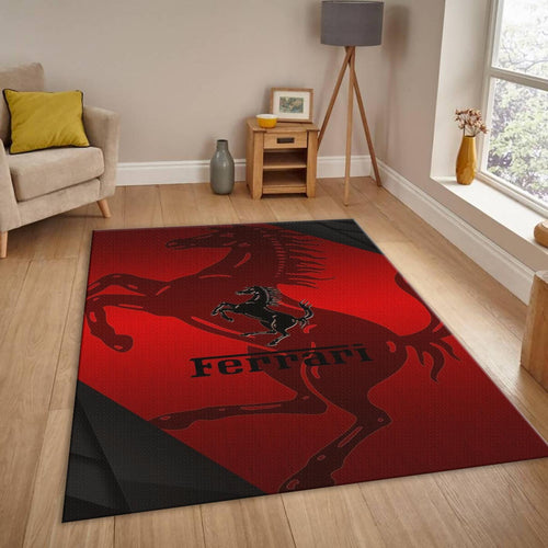 Ferrari F1 Rug Big Faded Horse Formula 1 Racing Carpet for Garage