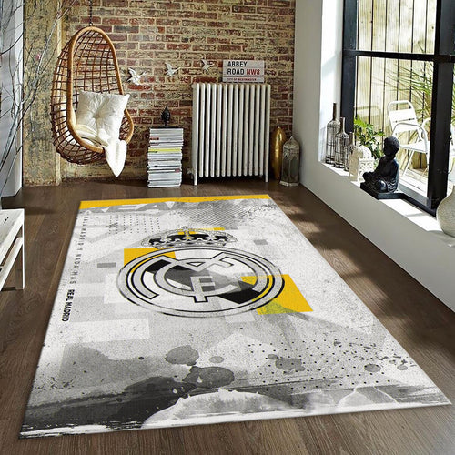 Real Madrid Rug Vintage Back Football Carpet for Garage & Kids