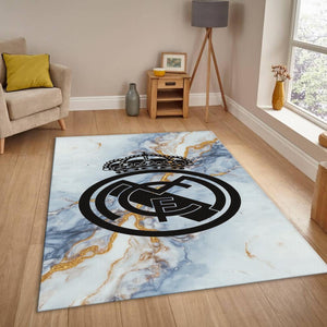 Real Madrid Rug Marble Pattern Football Carpet for Garage & Kids