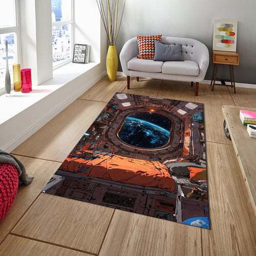 Spaceship Rug, Astronaut Rug Area Rug, Modern Non Slip