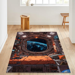 Spaceship Rug, Astronaut Rug Area Rug, Modern Non Slip