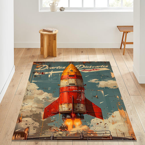 Spaceship Rug, Astronaut Rug, Area Rug, Non Slip Rug, Artistic