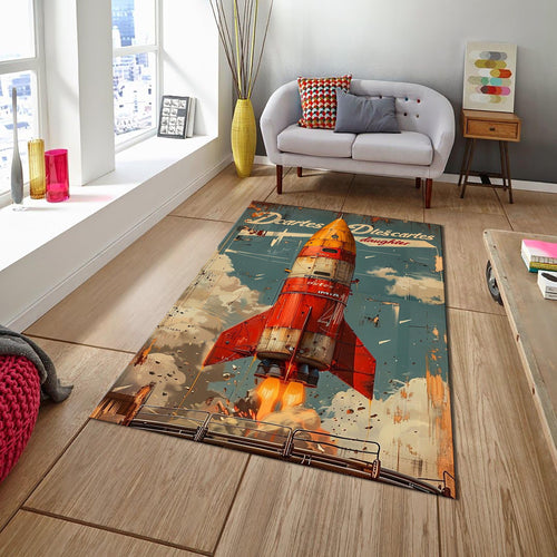 Spaceship Rug, Astronaut Rug, Area Rug, Non Slip Rug, Artistic