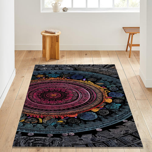 Abstract Area Rug, Colorful Indie Room Decor, Modern Non Slip