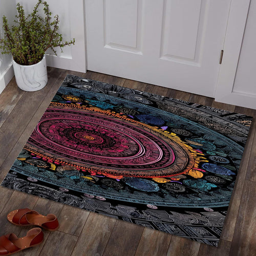 Abstract Area Rug, Colorful Indie Room Decor, Modern Non Slip