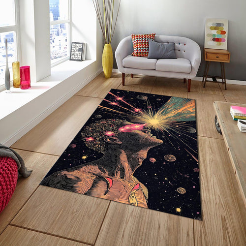 Art Rug, Space Rug, Abstract Area Rug, Non Slip Rug, Living Room
