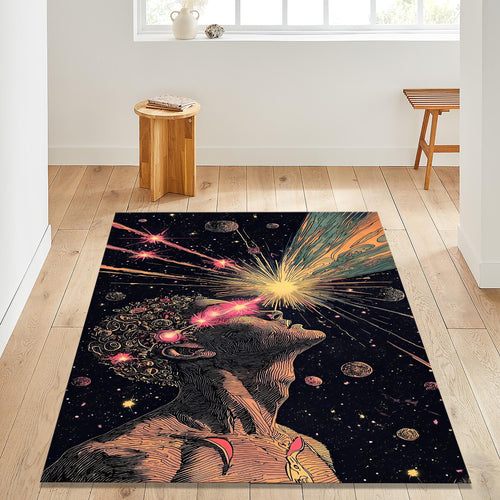 Art Rug, Space Rug, Abstract Area Rug, Non Slip Rug, Living Room