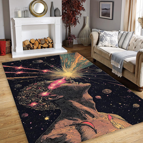 Art Rug, Space Rug, Abstract Area Rug, Non Slip Rug, Living Room