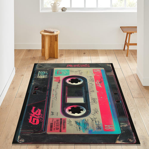 Bespoke Cassette Tape Area Rug, Non Slip Rug, Living Room Rug
