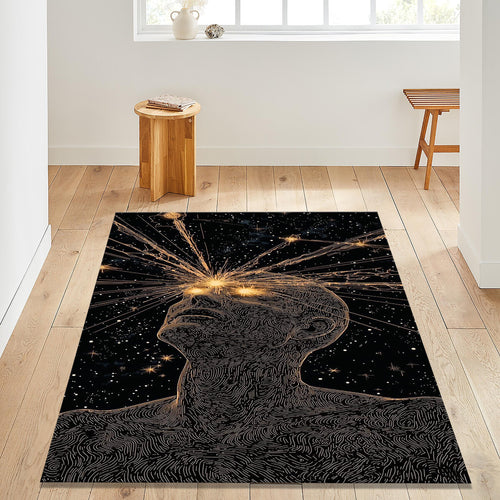 Art Rug, Space Rug, Abstract Area Rug, Non Slip Rug, Living Room