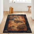 Map Rug, Compass Rug, Abstract Area Rug, Modern Non Slip