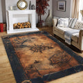 Map Rug, Compass Rug, Abstract Area Rug, Modern Non Slip