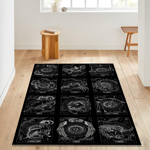 Zodiac signs Rug, Abstract Area Rug, Horoscope Decor, Non Slip
