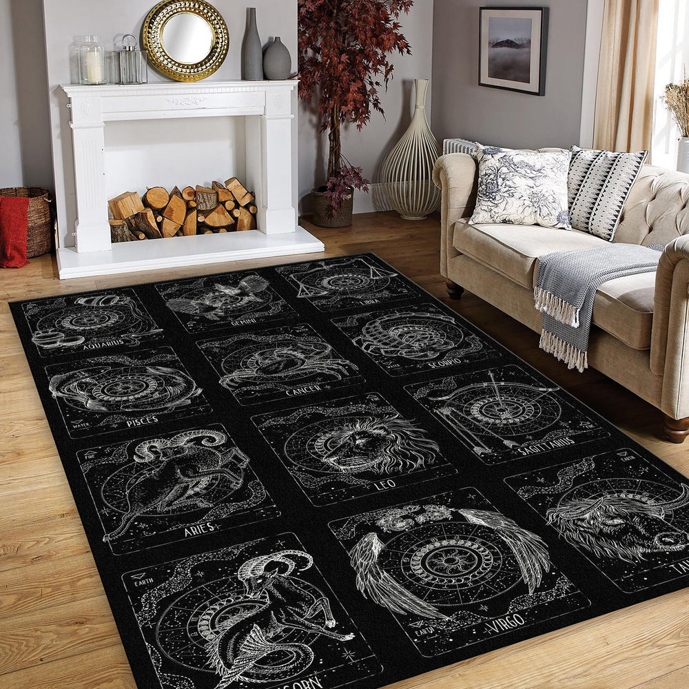 Zodiac signs Rug, Abstract Area Rug, Horoscope Decor, Non Slip