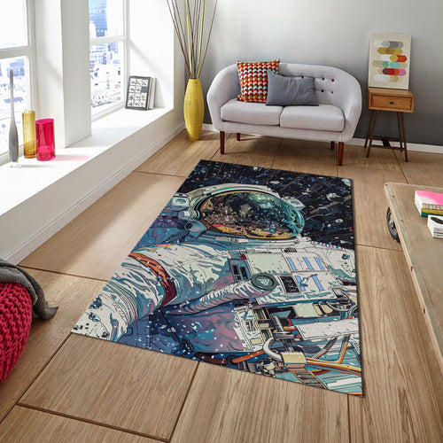 Astronaut Rug, Spaceship Rug, Area Rug, Modern Non Slip
