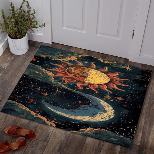 Sun Rug, Moon Rug, Space Rug, Area Rug, Modern Non Slip Rug