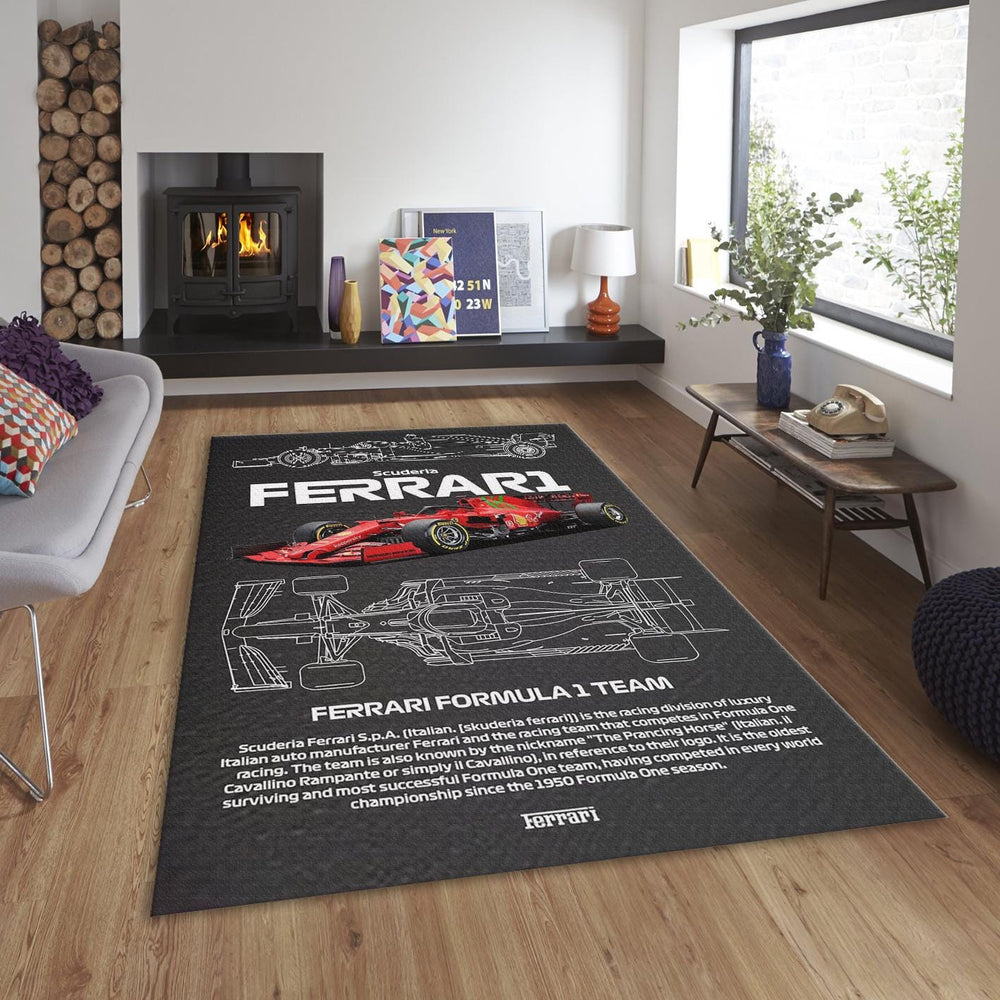 Ferrari F1 Rug Ferrari F1 Car Rug Formula 1 Racing Carpet for