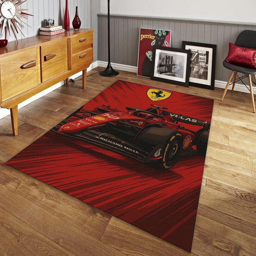 Ferrari F1 Rug, Ferrari F1 Rug: Custom Team Racing Car Carpet