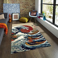 Japanese Great Wave Rug, Japanese Hokusai Rug