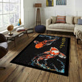 Koi Fish Rug Ying Yang Rug Japanese Hokusai Rug Modern Abstract
