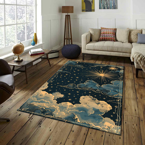 Cloud Rug Space Rug Sky Stars Rug Modern Abstract rug Non-Slip