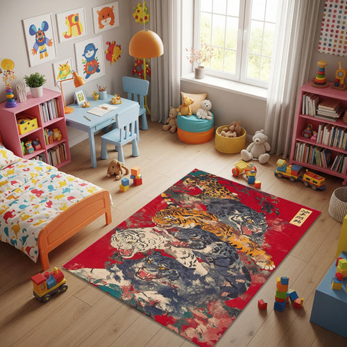 Tiger Rug Floral Rug Gothic Rug Art Rug Abstract rug Non-Slip