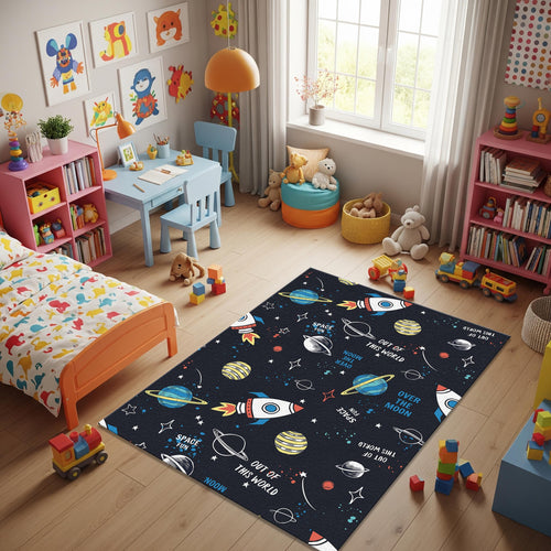 Space Rug Planet Rug Kids Play Rug Nursery Decor Playground