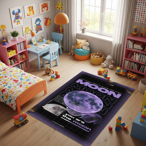 Moon Rug Galaxy Rug Xmas Gift Modern Abstract rug Non-Slip