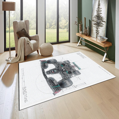Ferrari F1 Rug Drawing rug Formula 1 Racing Carpet for Garage &