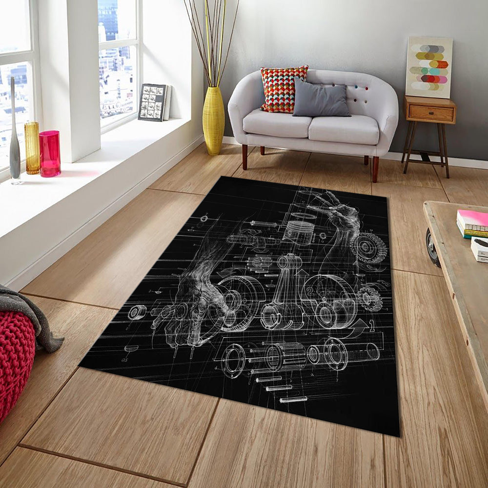 Ferrari F1 Rug Engine Rug Formula 1 Racing Carpet for Garage &