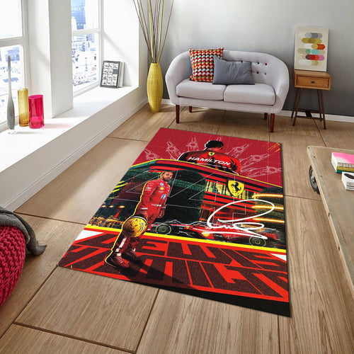 Ferrari F1 Rug Lewis Hamilton Rug Formula 1 Racing Carpet for
