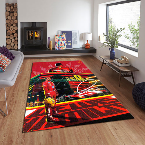 Ferrari F1 Rug Lewis Hamilton Rug Formula 1 Racing Carpet for