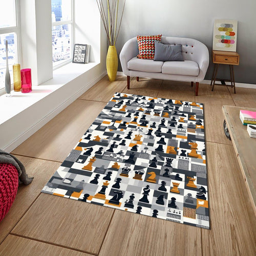 Chess Rug, Queens Gambit Rug, Modern Rug, Area Rug, 6x8 Rug